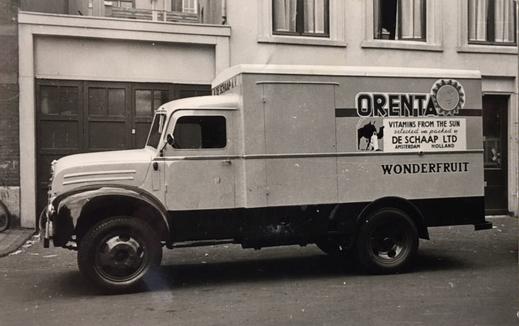 An original L’Orenta delivery truck outside the family shop